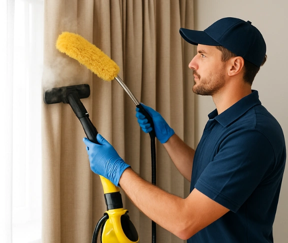 Trusted curtain steam cleaning technician Matty Curtain Cleaning doreen-vic QLD